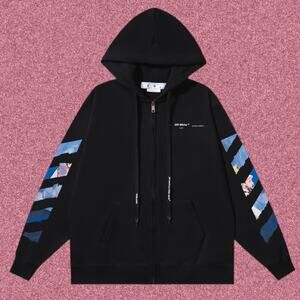 Off-White Black Men's Zip Up Hoodie